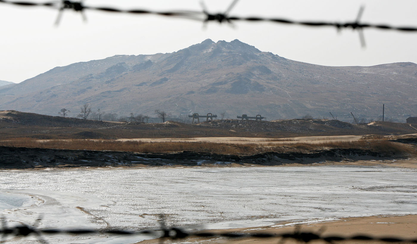  A look across the Chinese border into North Korea