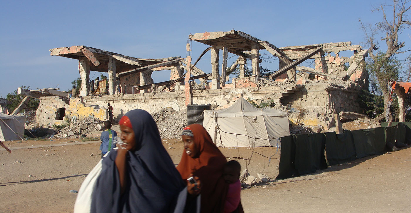 A destroyed building in Somalia