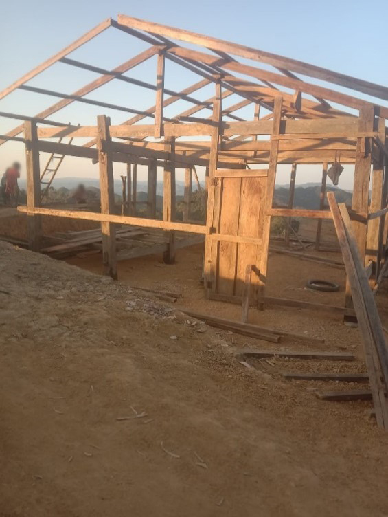 A home under construction in Laos